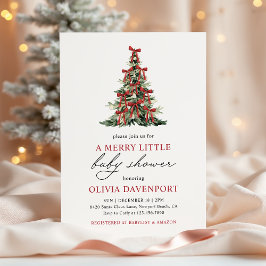 Red Bow Merry Little Christmas Tree Baby Shower Einladung