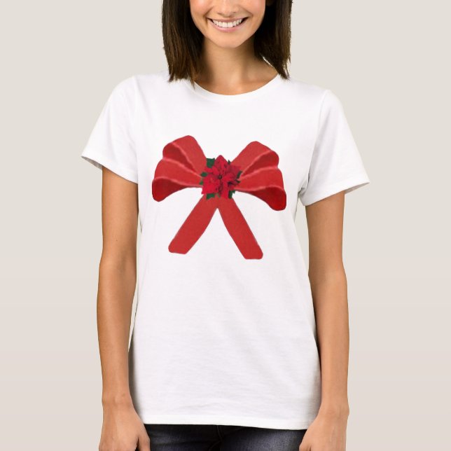 RED BOW mit Poinsettia T-Shirt (Vorderseite)