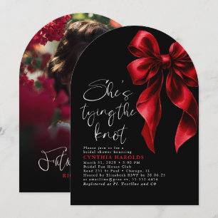 Red Bow Sie bindet das Foto des Knochen-Brautparty Einladung