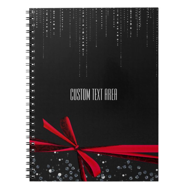 Red Bow Sparkle Ribbon & Bling Journal-Notebook Notizblock (Vorderseite)