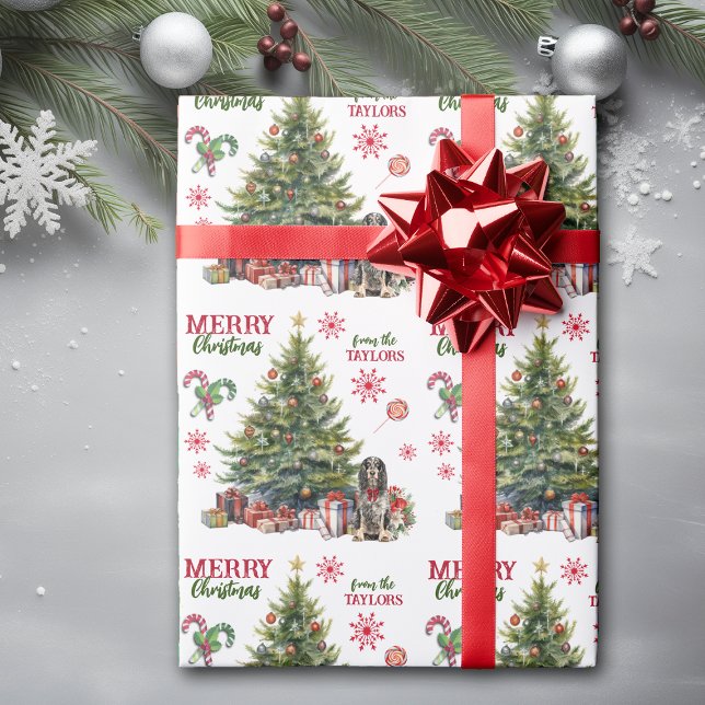 Red Bow Springer Spaniel Dog Holiday Tree Geschenkpapier (Von Creator hochgeladen)