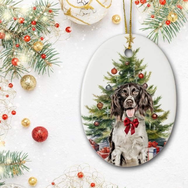 Red Bow Springer Spaniel Dog Weihnachten Keramik Ornament (Von Creator hochgeladen)
