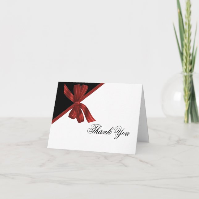 Red Bow Stylish Dankeschön Card Dankeskarte (Vorderseite)