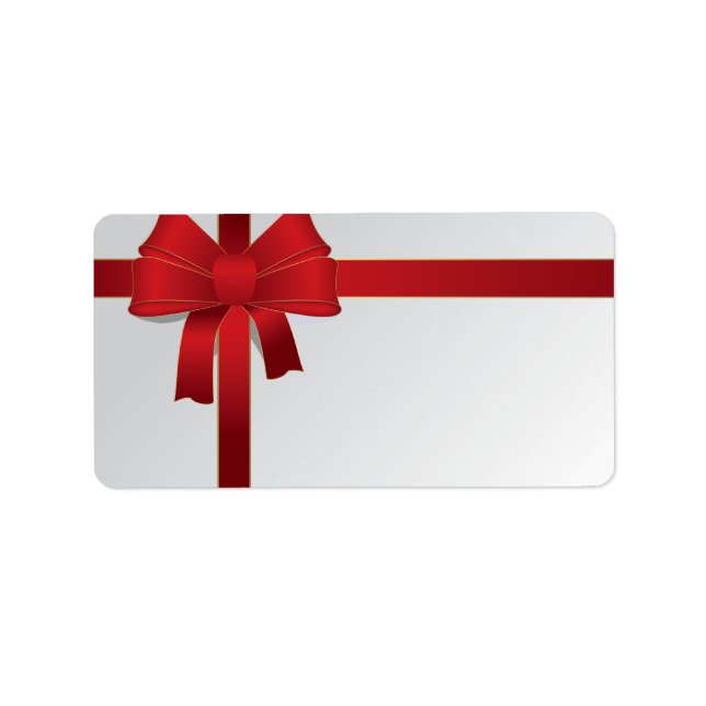 Red Bow Weihnachtsfeiertag Adressaufkleber (Vorne)