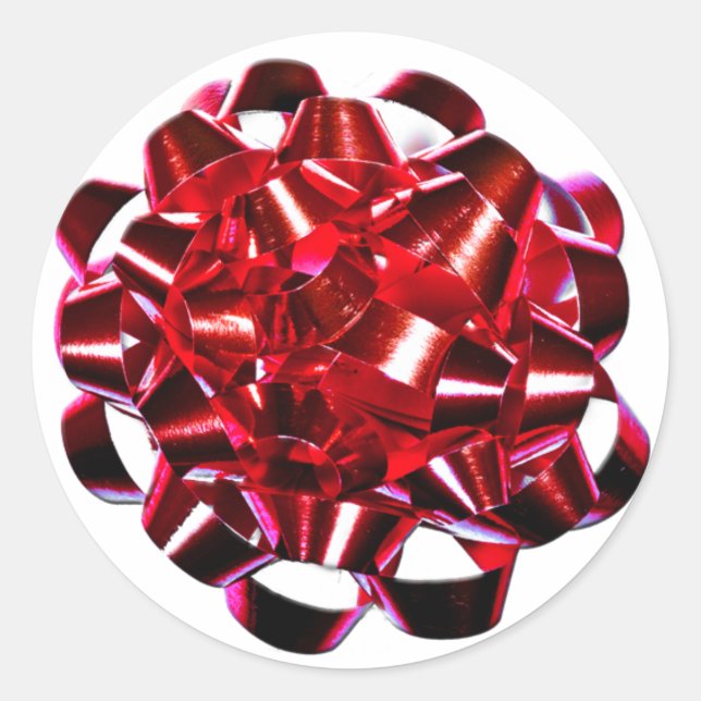 Red Bow Weihnachtsverpackungssticker Runder Aufkleber (Vorderseite)