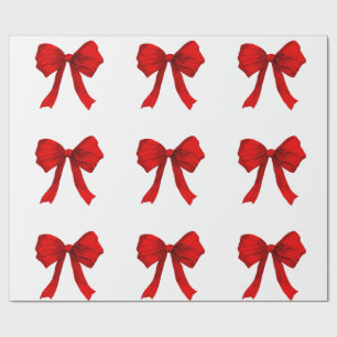 Red Bow White Wrapping Paper Geschenkpapier