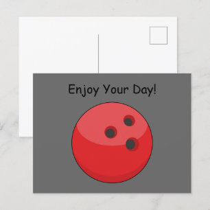 Red Bowling Ball personalize Feiertagspostkarte