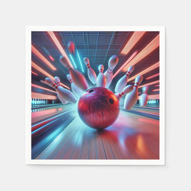 Red Bowling Ball Strike Serviette (Vorderseite)
