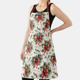 Red Bows and Holly Leaves Schürze