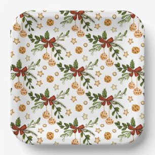 Red Bows and Jingle Bells Pappteller