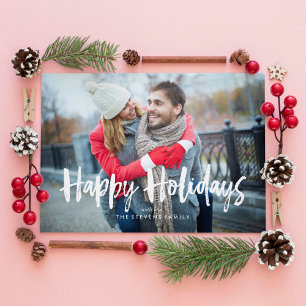 Red Bows Happy Holidays Foto Cards Feiertagskarte