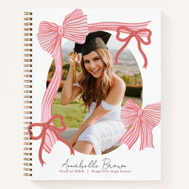 Red Bows Photo Graduation Guest Book Notizbuch (Vorderseite)