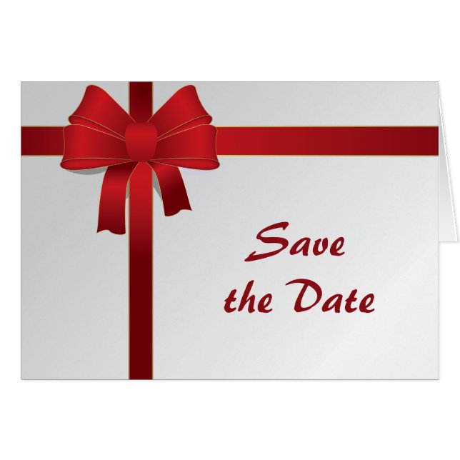 Red Bows Winter Wedding Save the Date (Vorderseite (Horizontal))