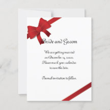Red Bows Winter Wedding Save the Date