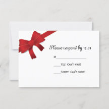 Red Bows Winter Wedding UAWG Response Card