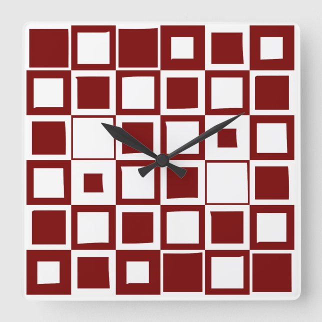 Red Box Clock Quadratische Wanduhr (Vorderseite)