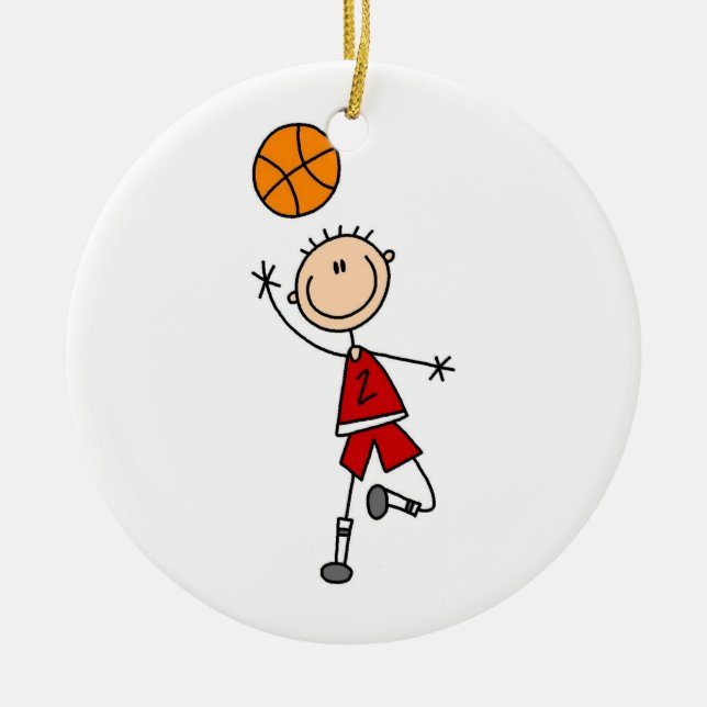 Red Boy Basketball T - Shirt und Geschenke Keramikornament (Vorne)