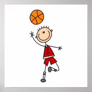 Red Boy Basketball T - Shirt und Geschenke Poster