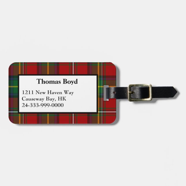 Red Boyd Tartan Karierte Gepäckmarke Gepäckanhänger (Vorderseite horizontal)