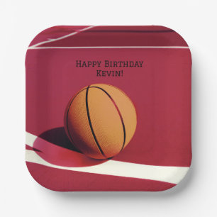 Red Boys Birthday Party Basketball Pappteller
