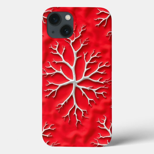 Red Branch Art iPhone Case with Embossed Design (Rückseite)