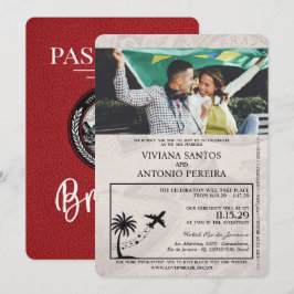 Red Brazil Passport Hochzeitseinladung Einladung