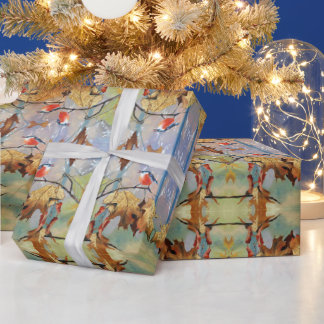 Red Breast Bird Gift Wrapping Paper Geschenkpapier