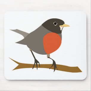 Red Breasted Robin on Branch Mousepad