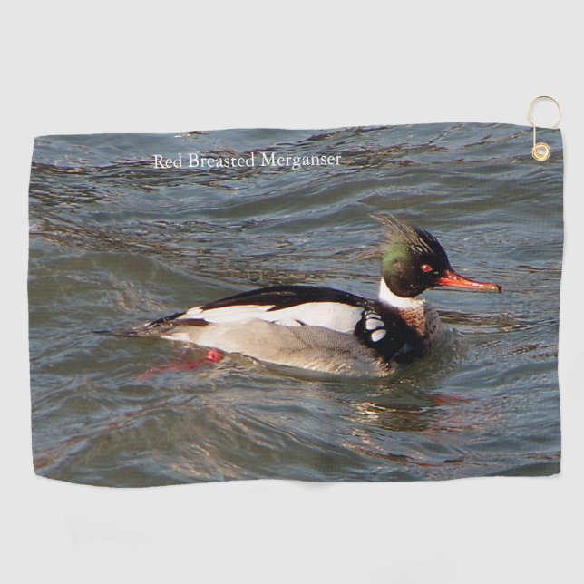 Red Breasting Merganser Golf Handtuch (Horizontal)