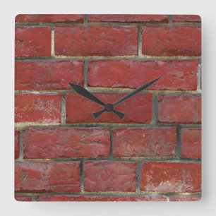 Red Brick Urban Modern Quadratische Wanduhr