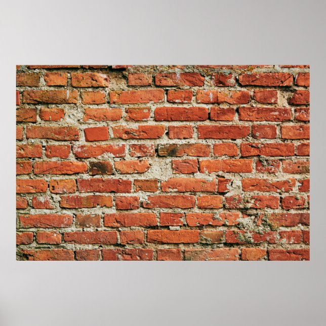 Red brick wall texture grunge background. Abstract Poster (Vorne)