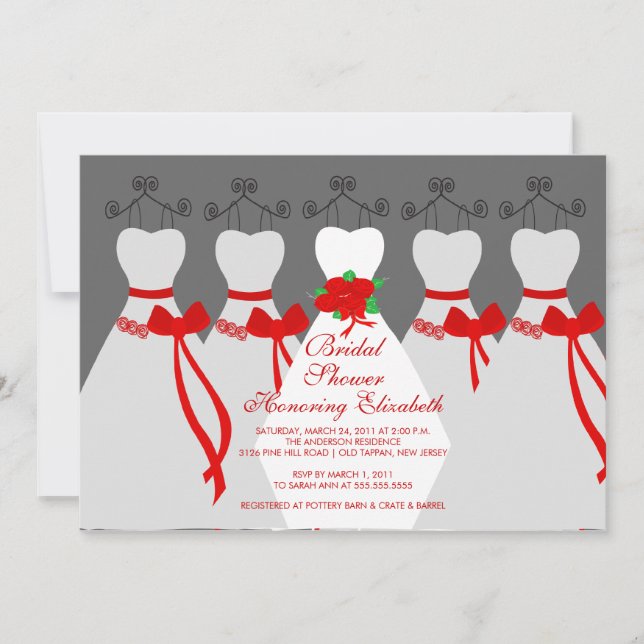 Red Bride Bridesmaids Bridal Dusche Einladung (Vorderseite)