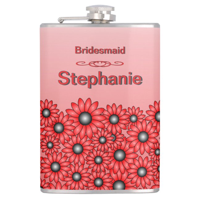 Red Bridesmaid Flask Brighten Ihre Hochzeit Flachmann (Vorderseite)