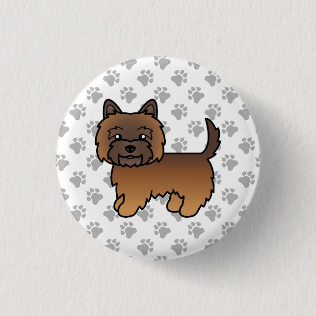 Red Brindle Cairn Terrier Dog Illustration Paws Button (Vorderseite)