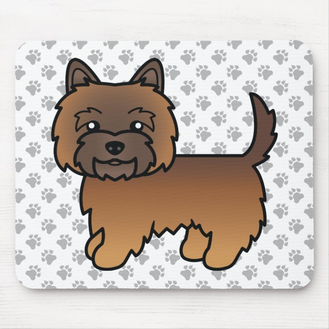 Red Brindle Cairn Terrier Dog Illustration & Paws Mousepad (Vorne)