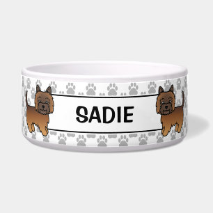 Red Brindle Cairn Terrier Niedlicher Cartoon Dog & Napf