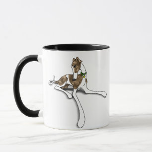 Red Brindle Greyhound Originale Kunst-Illustration Tasse