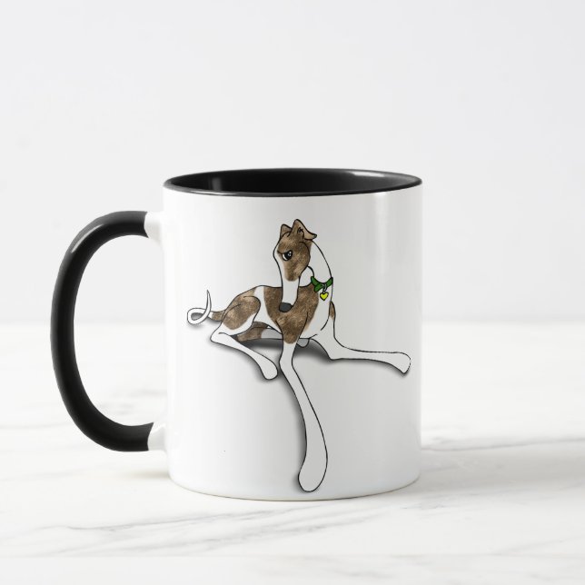 Red Brindle Greyhound Originale Kunst-Illustration Tasse (Links)