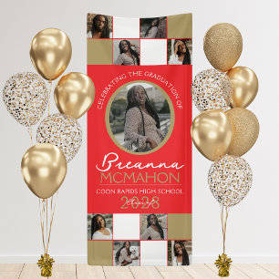 Red & Bronze Gold Foto Collage Abschluss Vinyl Banner