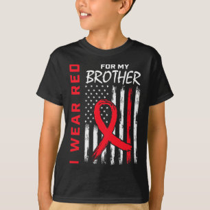 Red Brother Heart Disease Awareness US Flag Match T-Shirt