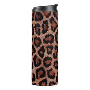 Red Brown Black Leopard Animal Print Thermosbecher