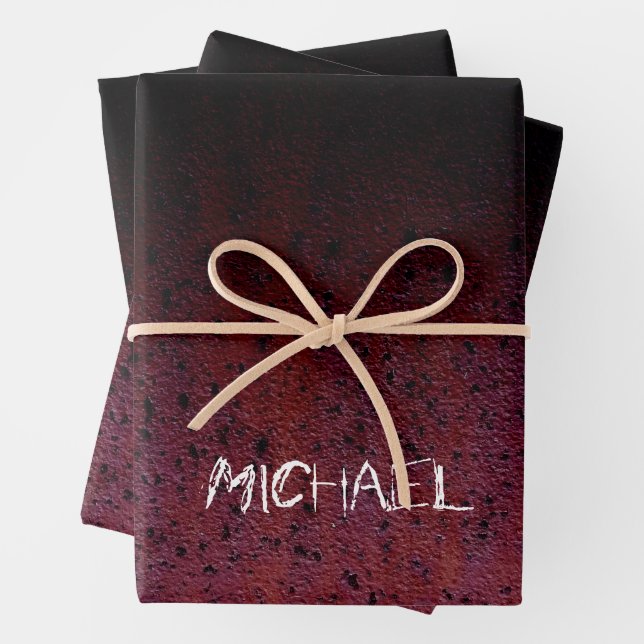 Red Brown Black Ombre Rust Metal Custom name Geschenkpapier Set (Beispiel)