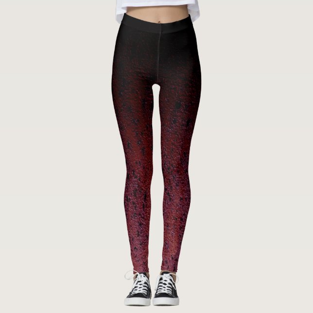 Red Brown Black Ombre Rust Metal Patina Leggings (Vorderseite)