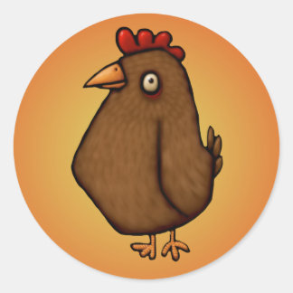 Red Brown Chicken Stehend Tal Runder Aufkleber