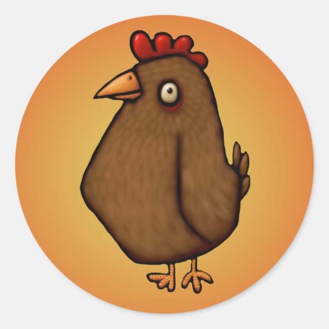 Red Brown Chicken Stehend Tal Runder Aufkleber (Vorderseite)