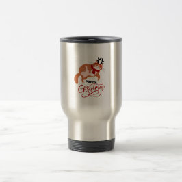 Red Brown Illustrative Personal Holiday Cat Reisebecher