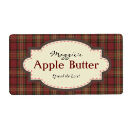 Red & Brown Kariert Apple Butter Jam Jar Labels
