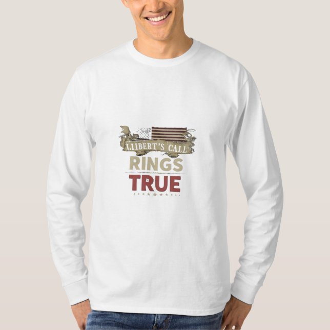 Red & Brown "Rings true" Briefdesign T-Shirt (Vorderseite)