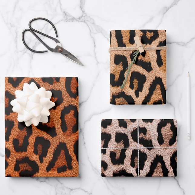 Red Brown Yellow Leopard Animal Print Geschenkpapier Set (Vorderseite)