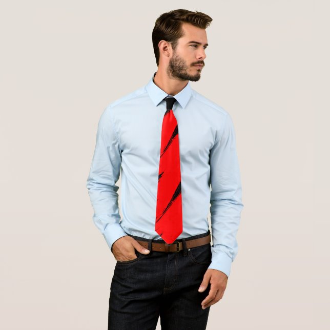 Red Brush Stroke Moderner Schwarzer Hintergrund Krawatte (Beispiel)